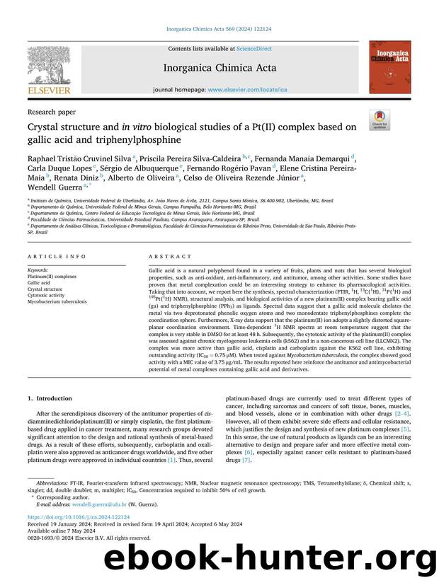 Crystal structure and in vitro biological studies of a Pt(II) complex based on gallic acid and triphenylphosphine by unknow