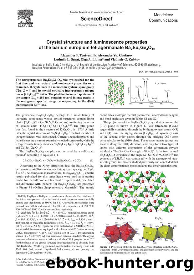 Crystal structure and luminescence properties of the barium europium tetragermanate Ba2Eu2Ge4O13 by unknow