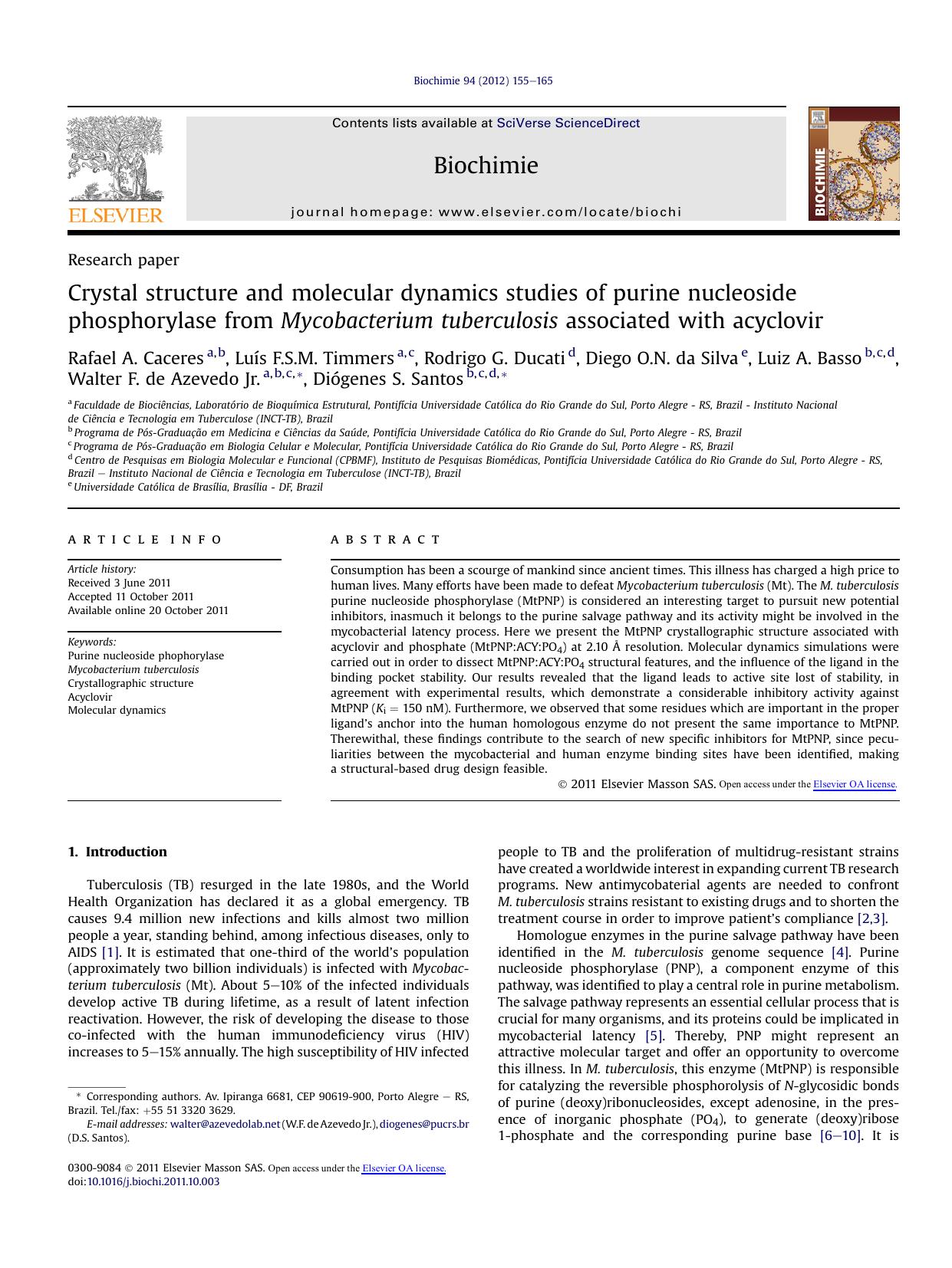 Crystal structure and molecular dynamics studies of purine nucleoside phosphorylase from Mycobacterium tuberculosis associated with acyclovir by unknow