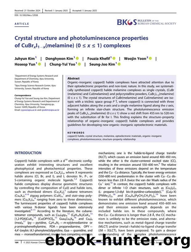 Crystal structure and photoluminescence properties of CuBrxI1âx(melamine) (0 â¤ x â¤ 1) complexes by Unknown