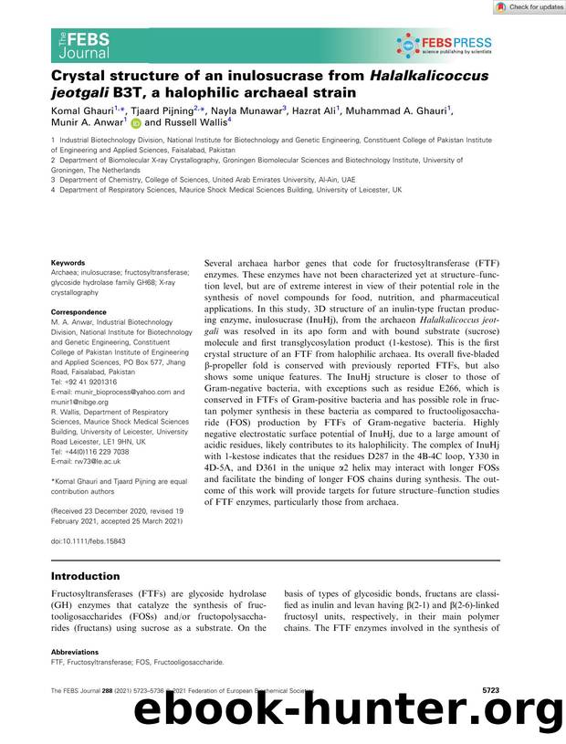 Crystal structure of an inulosucrase from Halalkalicoccus jeotgali B3T, a halophilic archaeal strain by Unknown