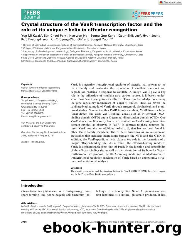 Crystal structure of the VanR transcription factor and the role of its unique Î±âhelix in effector recognition by Unknown