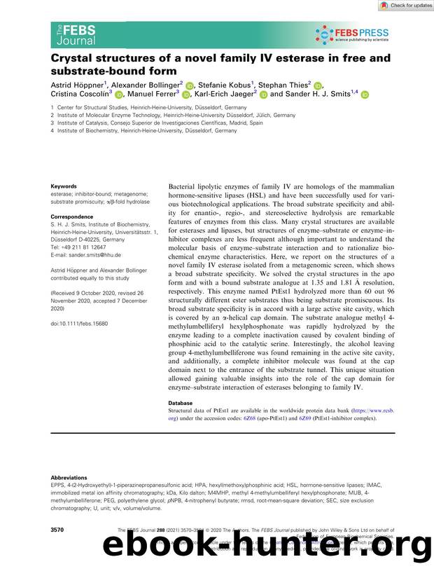 Crystal structures of a novel family IV esterase in free and substrateâbound form by Unknown