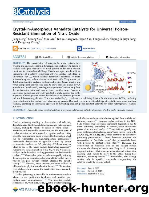 Crystal-in-Amorphous Vanadate Catalysts for Universal Poison-Resistant Elimination of Nitric Oxide by unknow