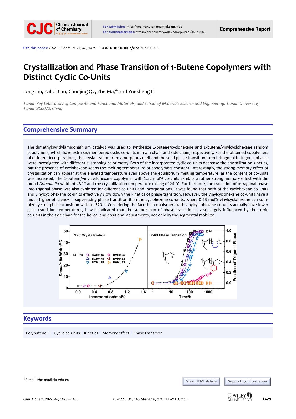 Crystallization and Phase Transition of 1-Butene Copolymers with Distinct Cyclic Co-units by Windows User