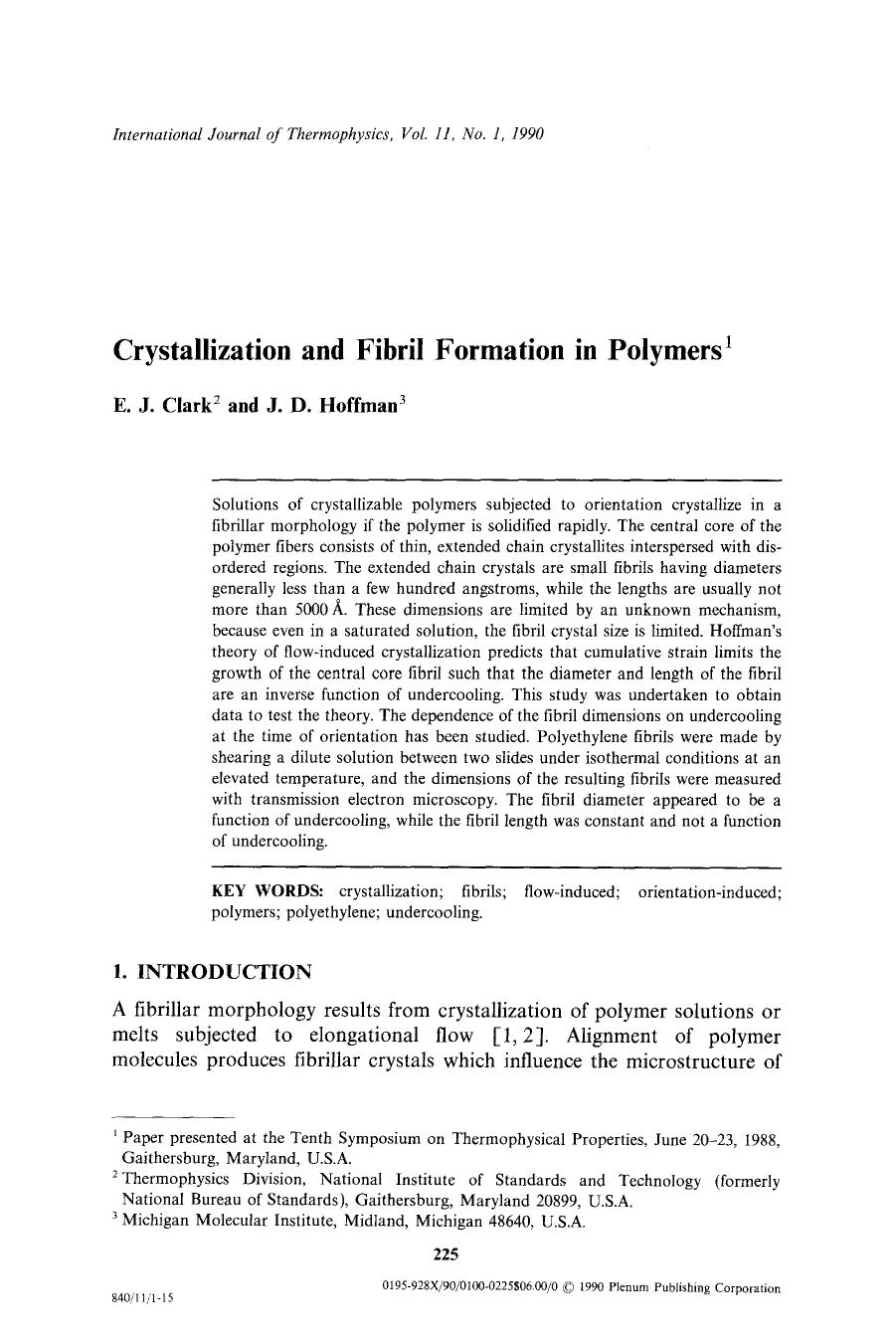 Crystallization and fibril formation in polymers by Unknown
