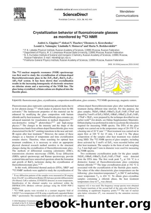 Crystallization behavior of fluorozirconate glasses as monitored by 35Cl NMR by unknow
