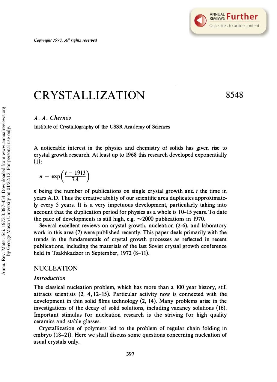 Crystallization by A A Chernov