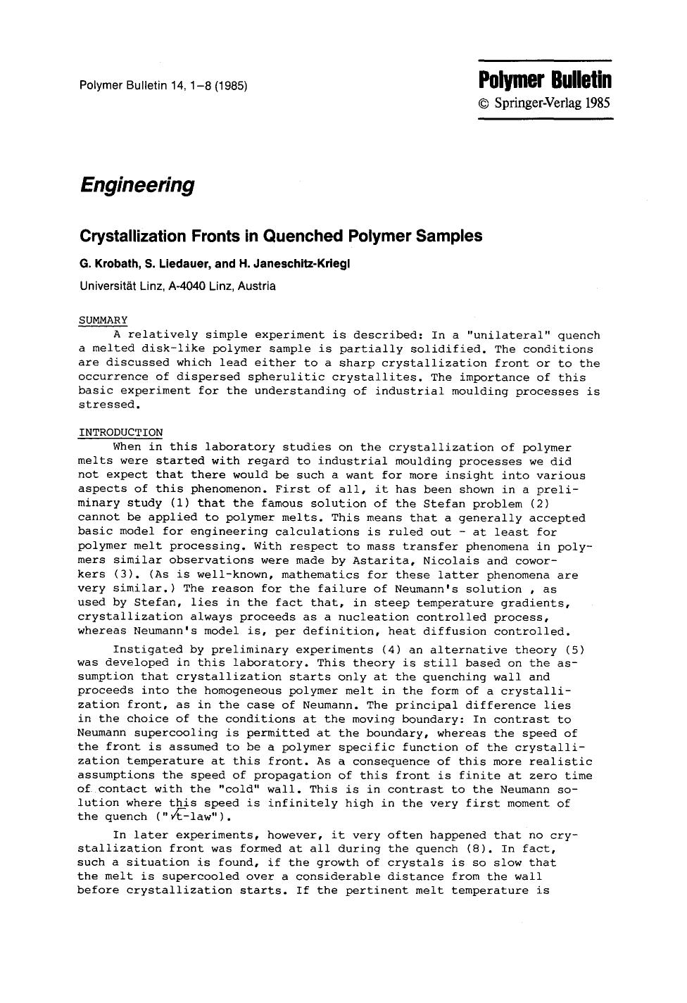Crystallization fronts in quenched polymer samples by Unknown