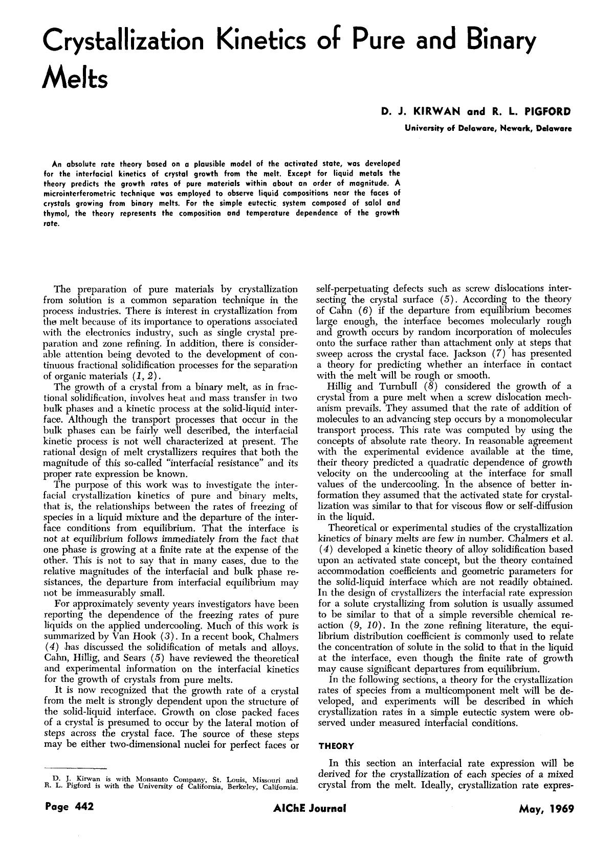 Crystallization kinetics of pure and binary melts by Unknown