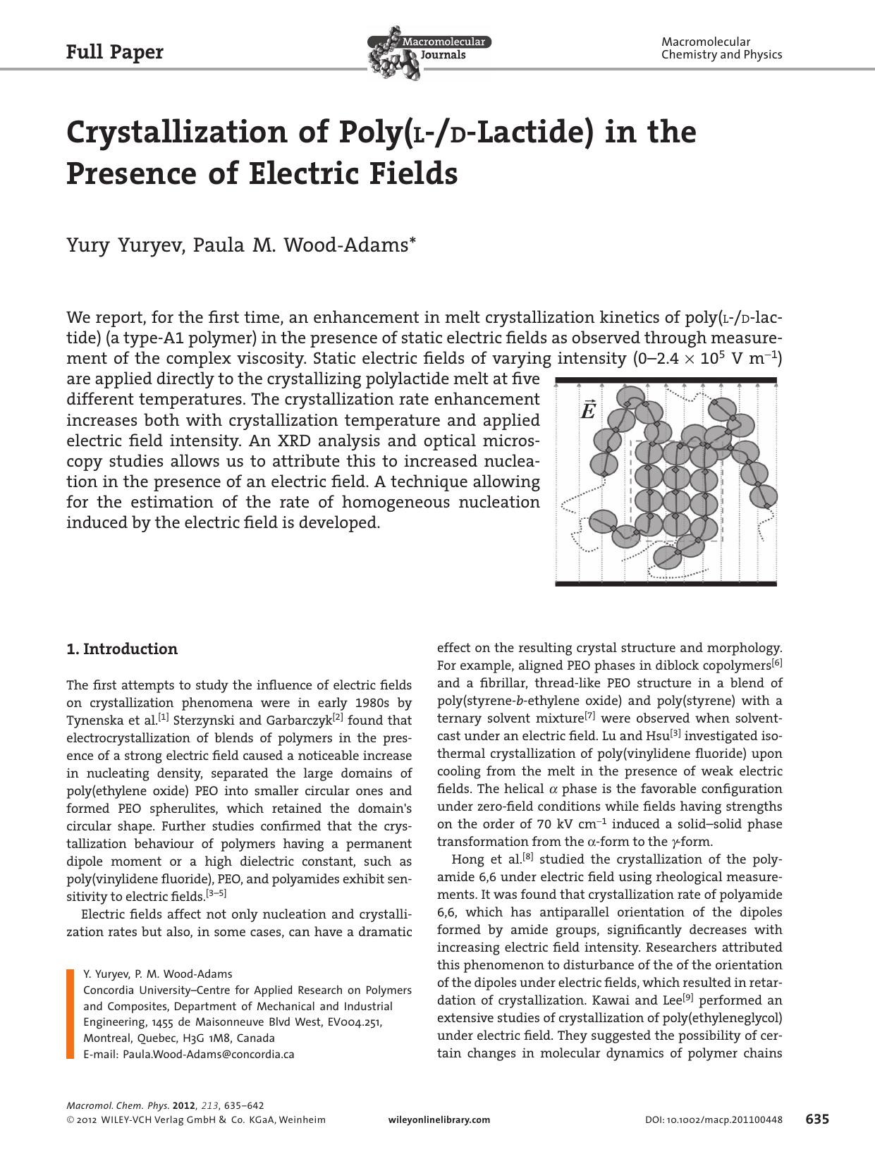 Crystallization of Poly(LDLactide) in the Presence of Electric Fields by vng