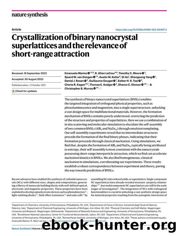 Crystallization of binary nanocrystal superlattices and the relevance of short-range attraction by unknow