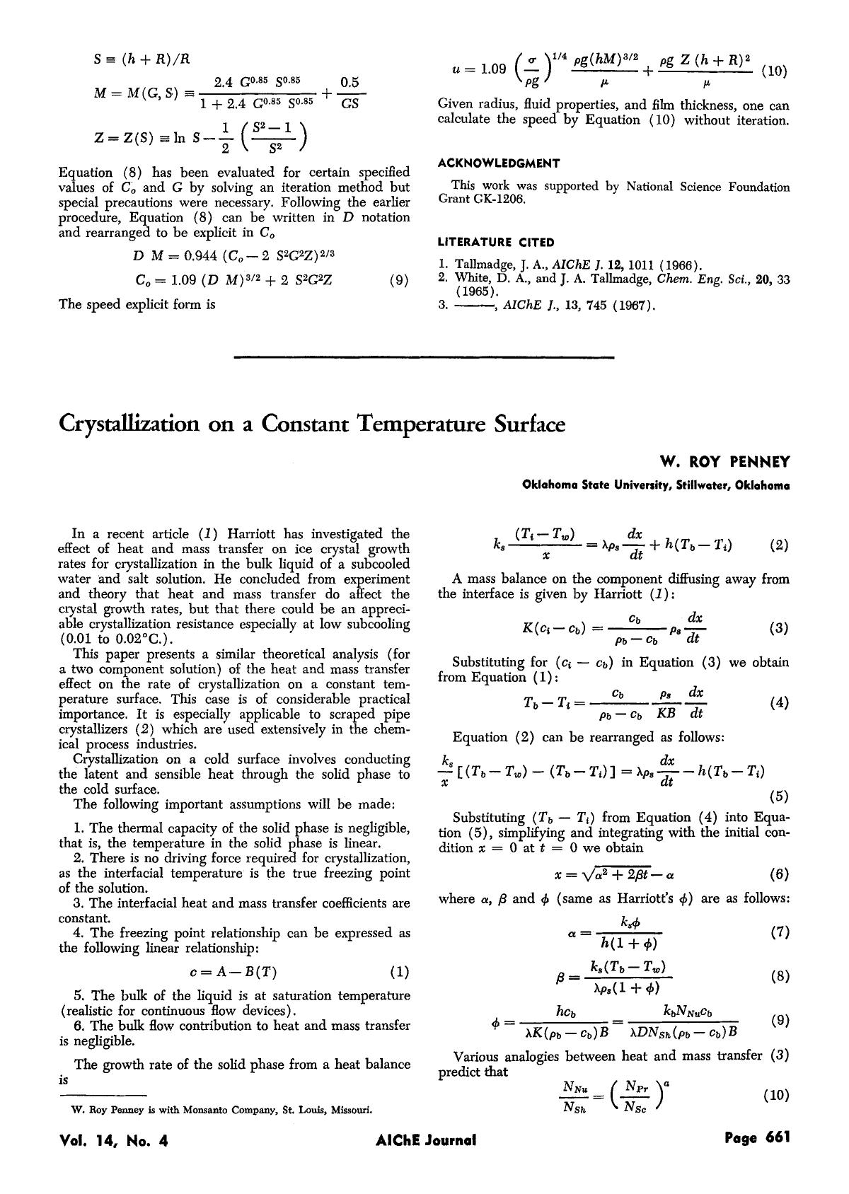 Crystallization on a constant temperature surface by Unknown