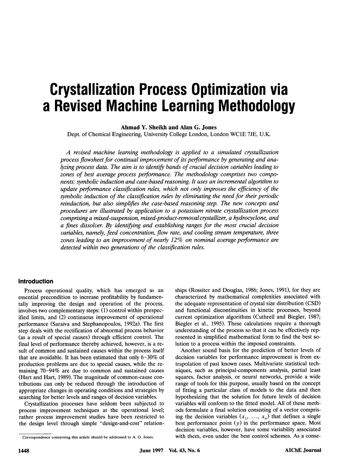 Crystallization process optimization via a revised machine learning methodology by Unknown