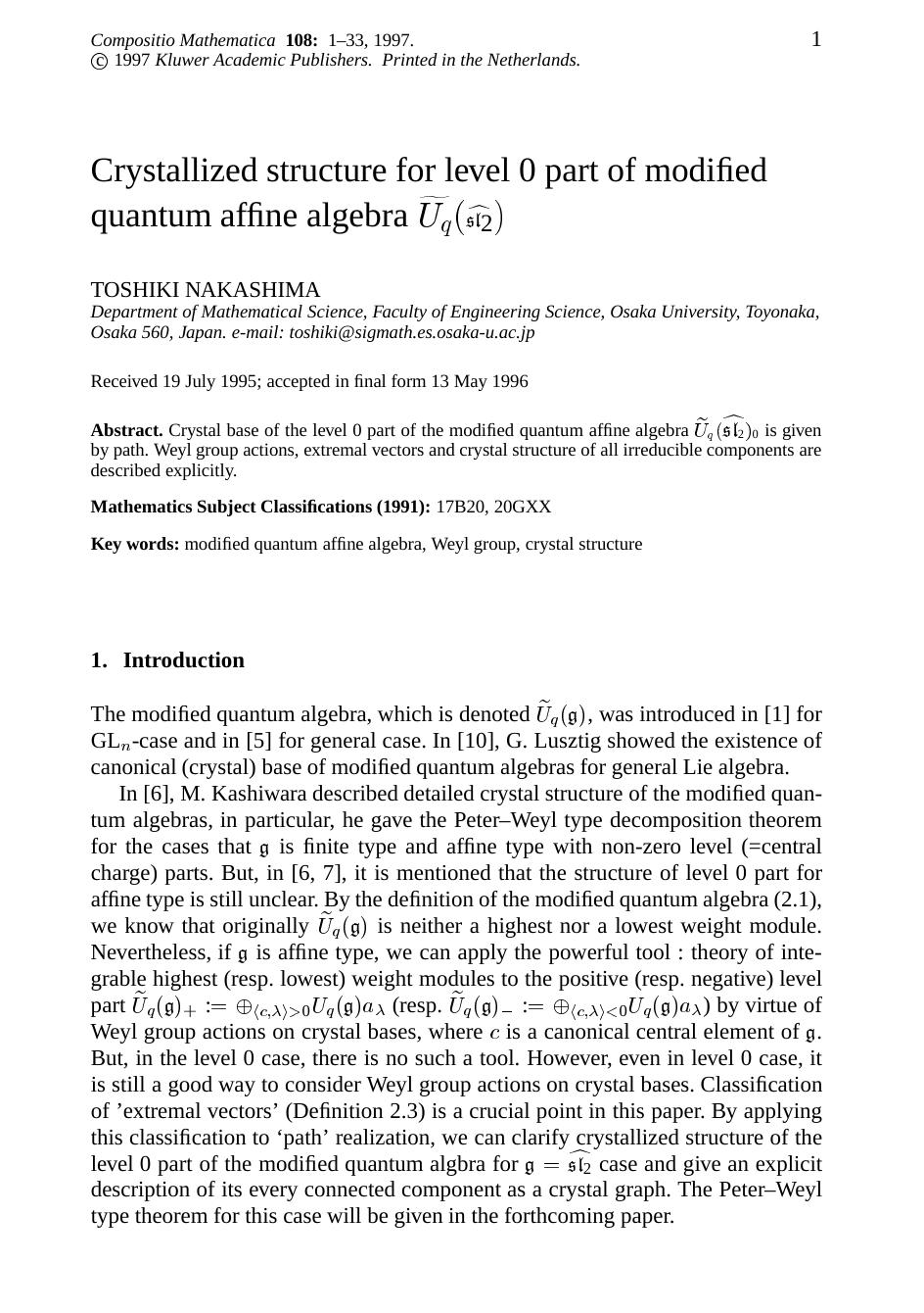 Crystallized structure for level 0 part of modified quantum affine algebra Uq (sl2) by Unknown