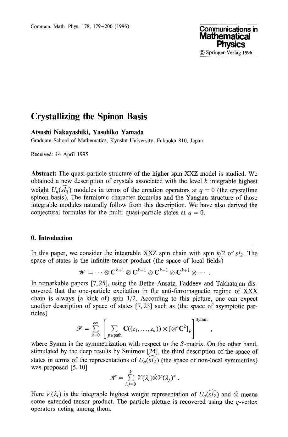 Crystallizing the spinon basis by Unknown