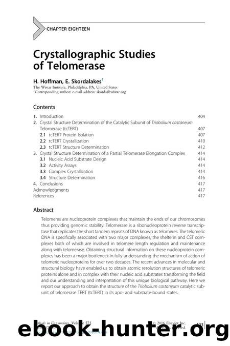 Crystallographic Studies of Telomerase by H. Hoffman & E. Skordalakes