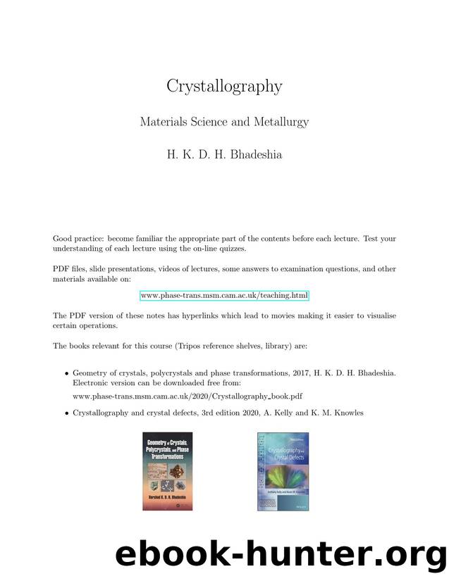 Crystallography Materials Science and Metallurgy by H. K. D. H. Bhadeshia