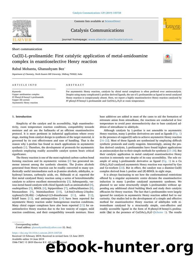 Cu(II)-L-prolinamide_ First catalytic application of metal-amidoamine complex in enantioselective Henry reaction by Rahul Mohanta & Ghanashyam Bez