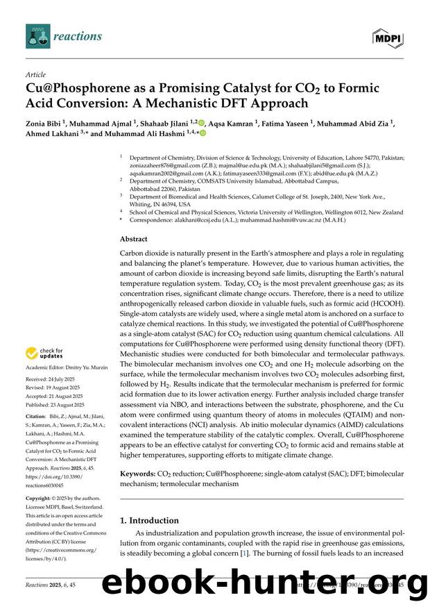 Cu@Phosphorene as a Promising Catalyst for CO2 to Formic Acid Conversion: A Mechanistic DFT Approach by unknow