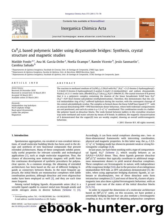 CuII2L based polymeric ladder using dicyanamide bridges: Synthesis, crystal structure and magnetic studies by unknow