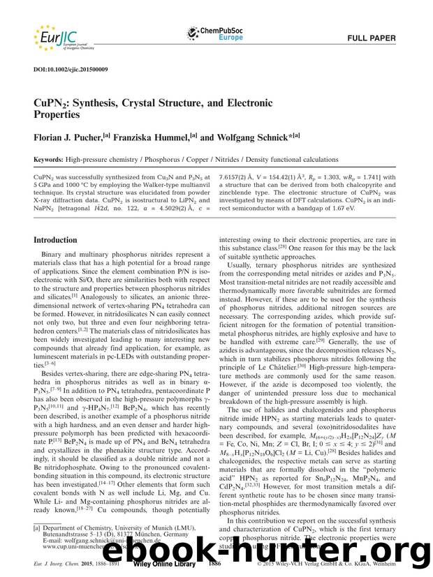 CuPN2: Synthesis, Crystal Structure, and Electronic Properties by Unknown