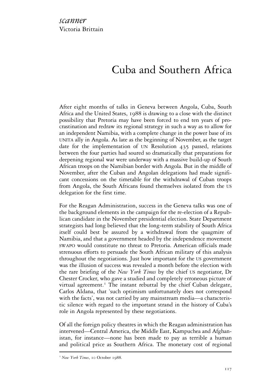 Cuba and Southern Africa by Victoria Brittain
