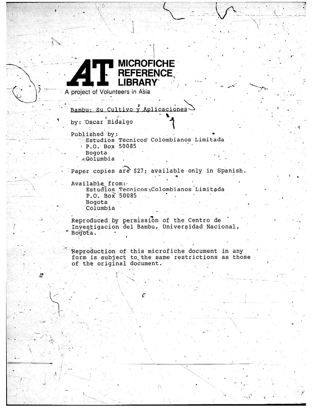 Cultivation and Application of Bamboo (Spanish) by Unknown