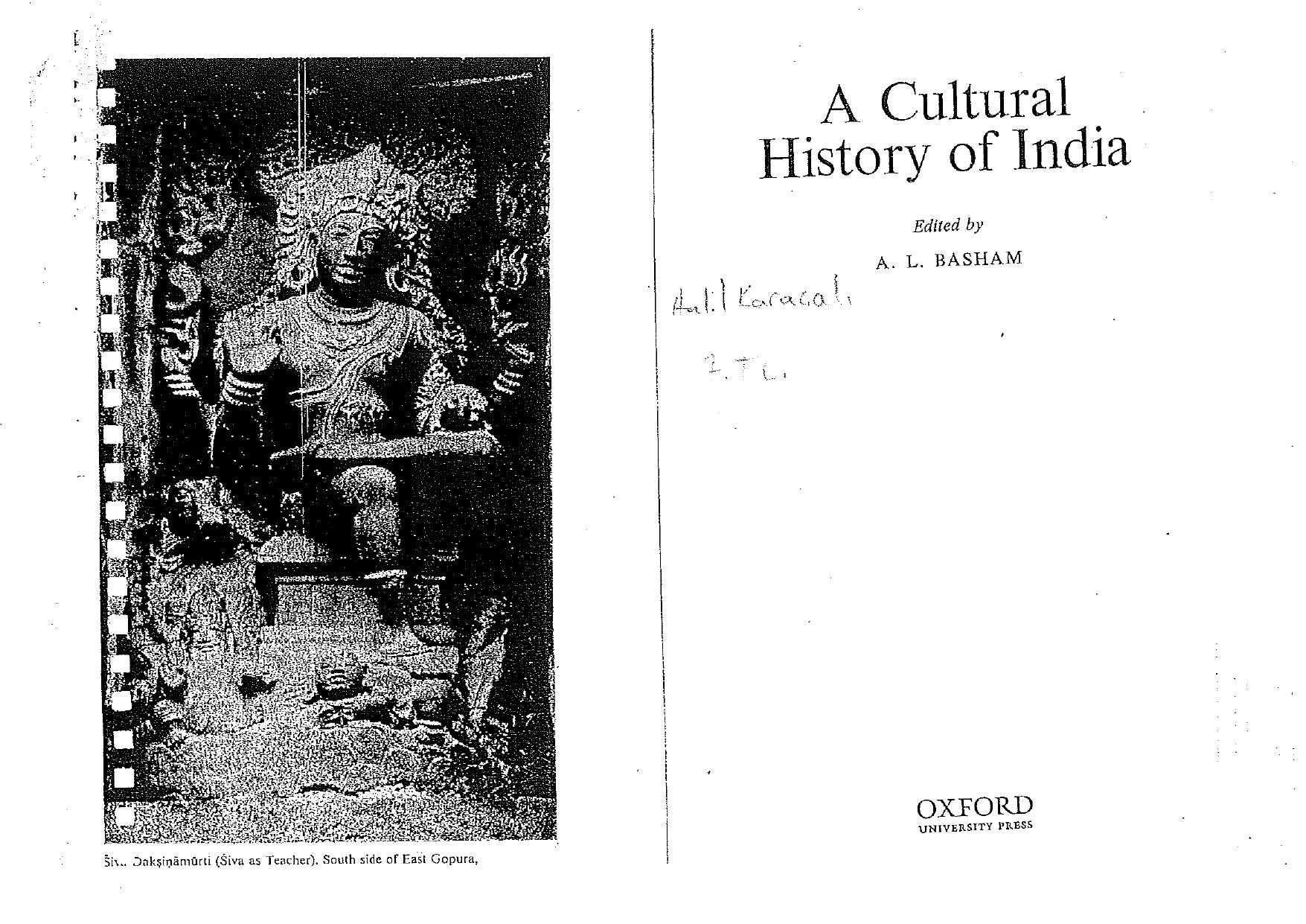 Cultural History of India by A. L. Basham