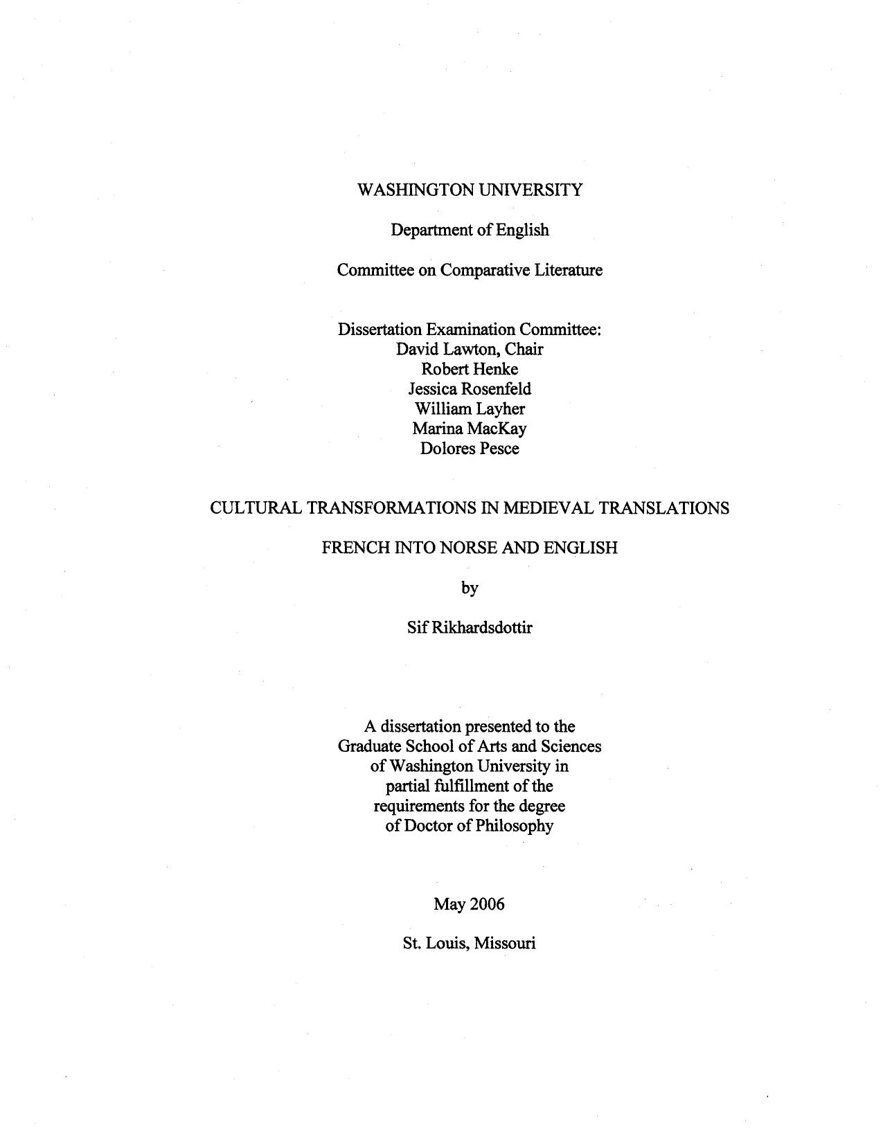 Cultural transformations in medieval translations : French into Norse and English by Rikhardsdottir Sif