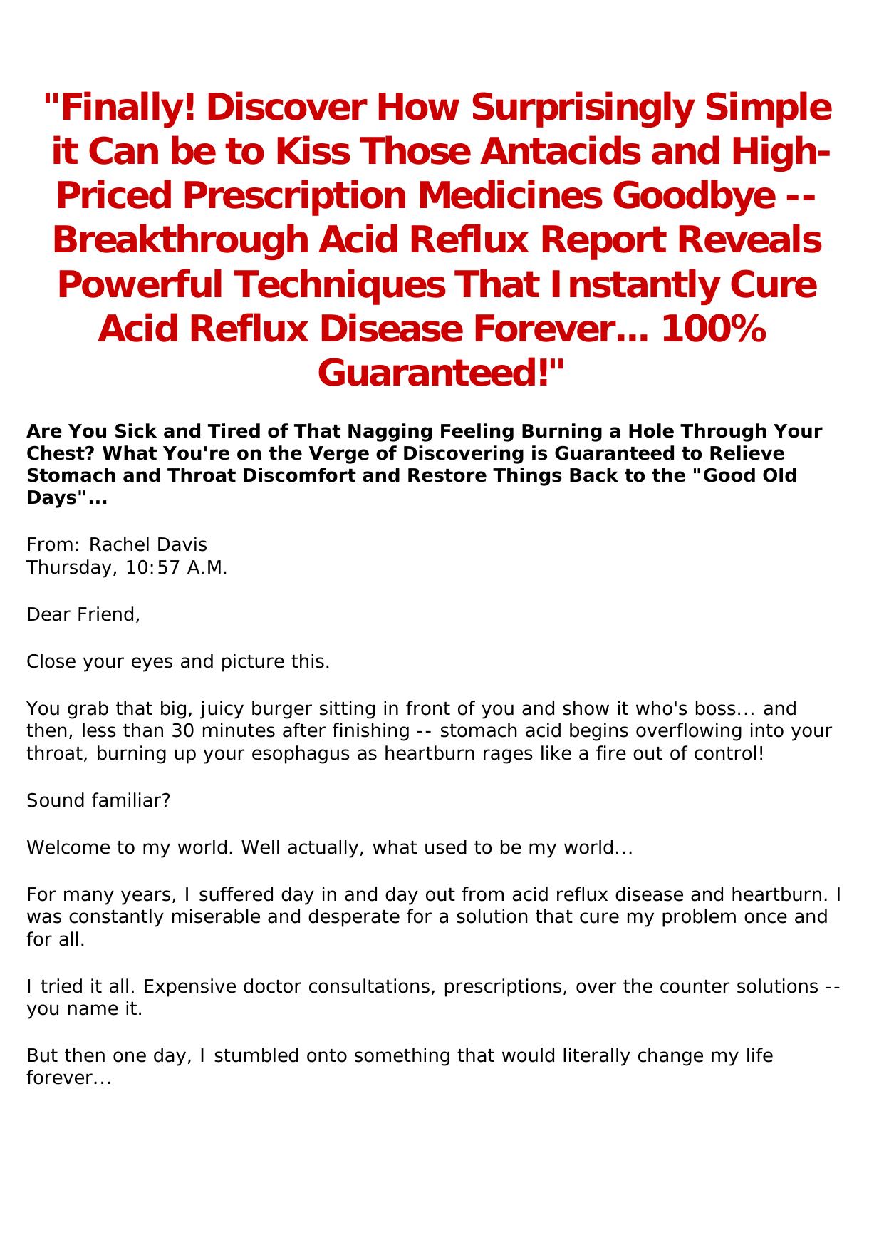 Cure Acid Reflux Disease And Heartburn Now. by Best of Kuszter's Collection