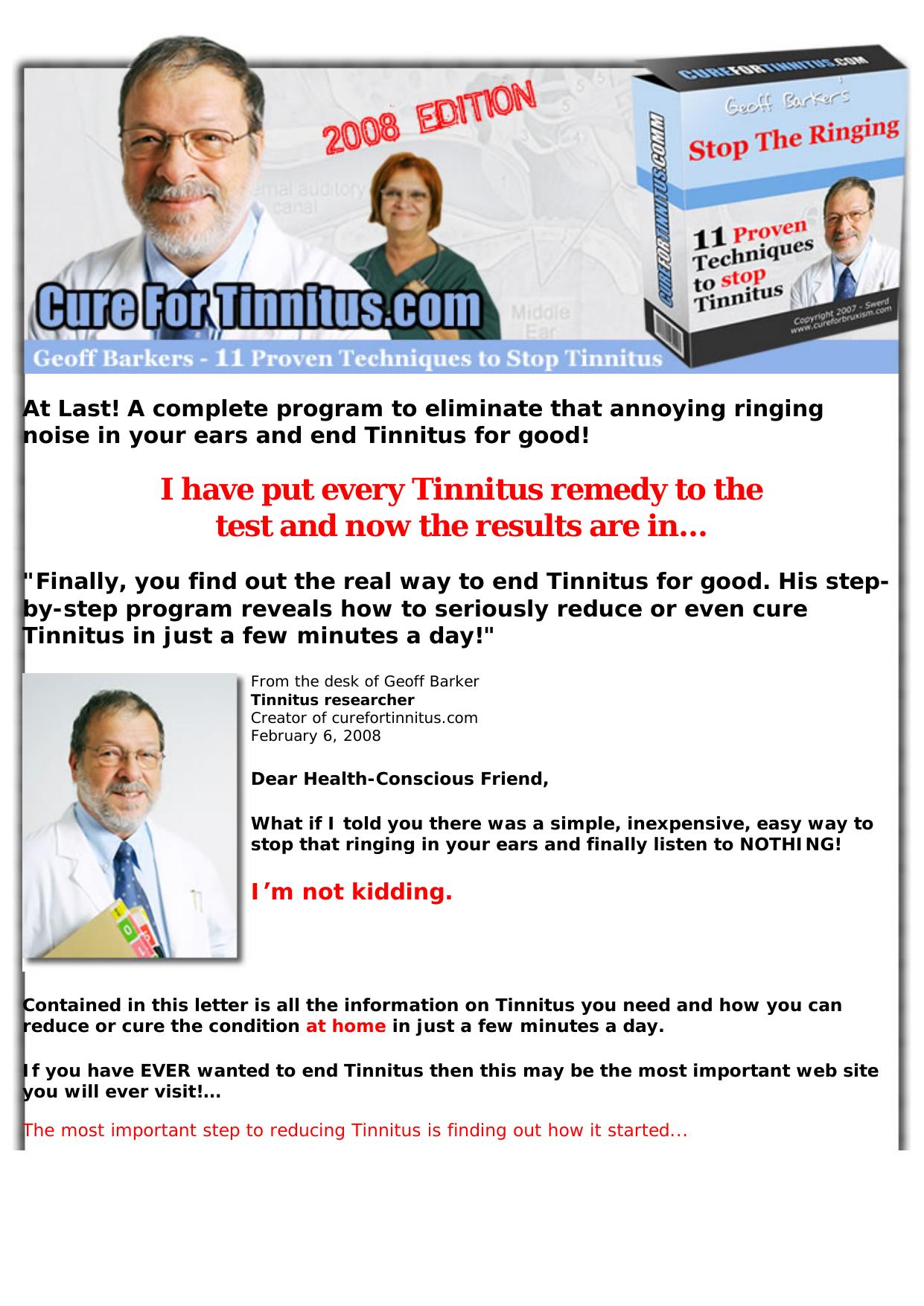 Cure For Tinnitus - Help People Stop The Ringing In Their Ears. by Best of Kuszter's Collection