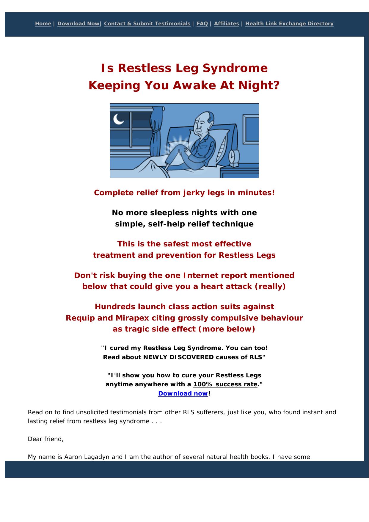 Cure Restless Leg Today Without Drugs, Supplements, Or Diet Changes. by Best of Kuszter's Collection