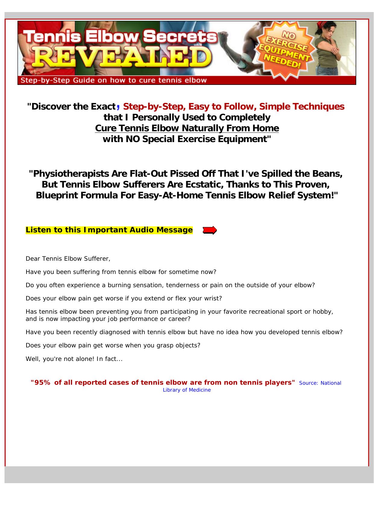 Cure Tennis Elbow EBook And Step-by-Step System. by Best of Kuszter's Collection