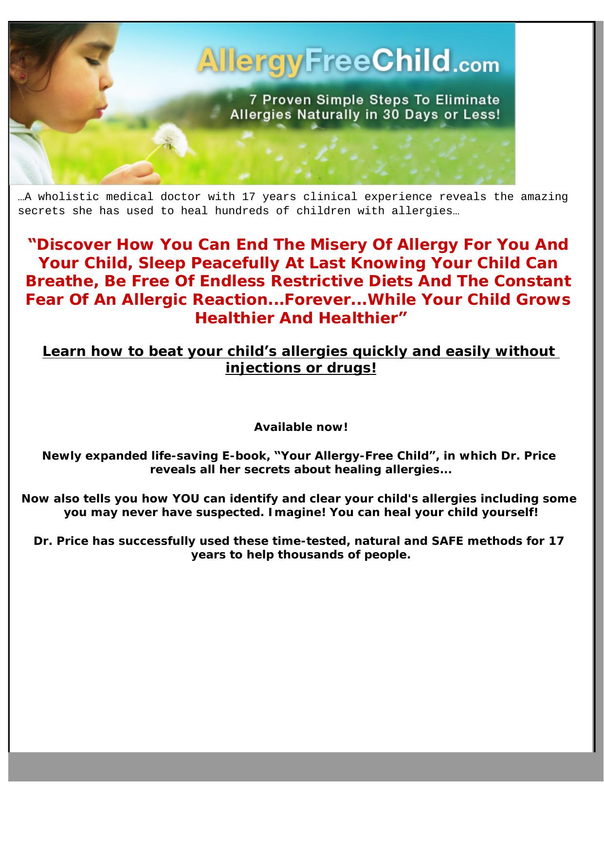 Cure Your Childs Allergies - No Drugs! by Best of Kuszter's Collection