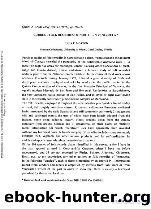 Current Folk Remedies of Northern Venezuela by Julia F. Morton