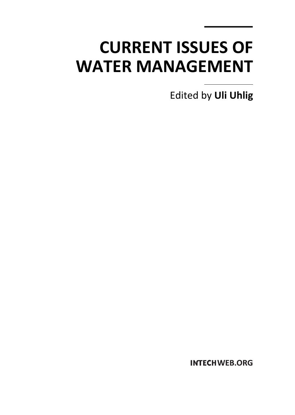 Current Issues of Water Management by Uhlig U. (Ed.)