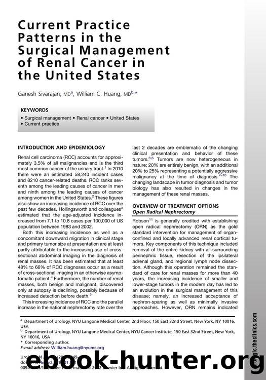 Current Practice Patterns in the Surgical Management of Renal Cancer in the United States by Ganesh Sivarajan MD & William C. Huang MD