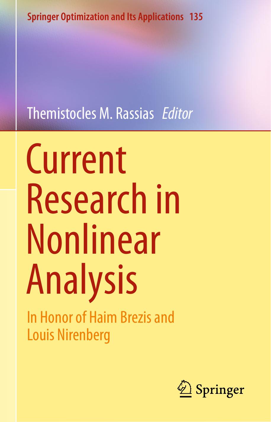 Current Research in Nonlinear Analysis by Themistocles M. Rassias