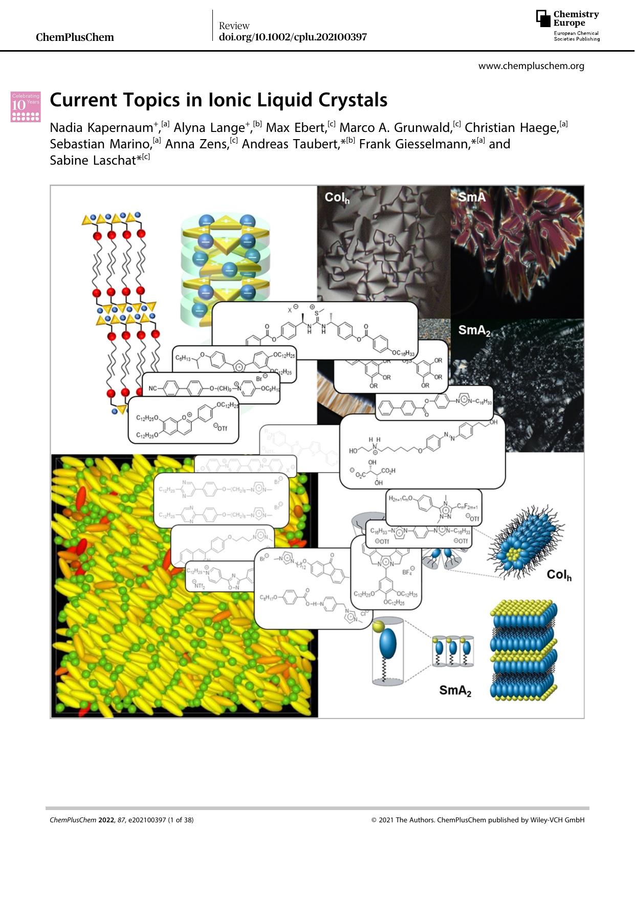 Current Topics in Ionic Liquid Crystals by Unknown
