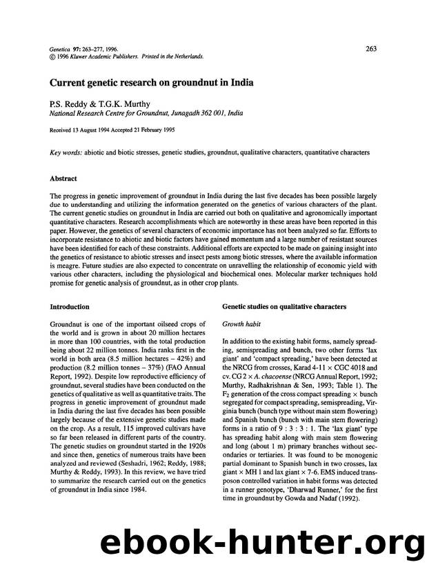 Current genetic research on groundnut in India by Unknown