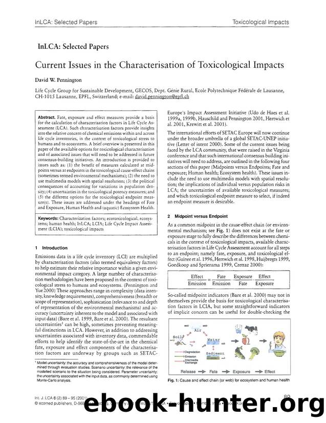 Current issues in the characterisation of toxicological impacts by Unknown
