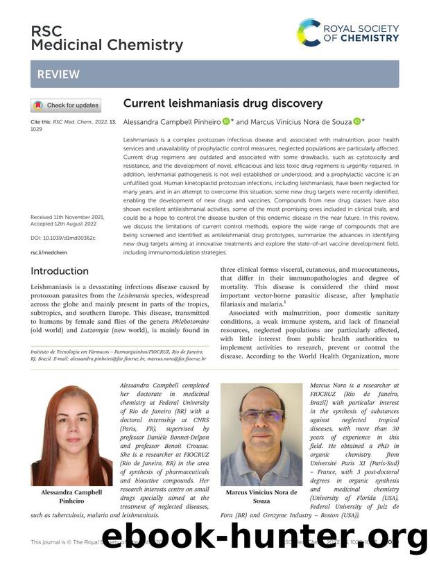 Current leishmaniasis drug discovery by Alessandra Campbell Pinheiro & Marcus Vinícius Nora de Souza