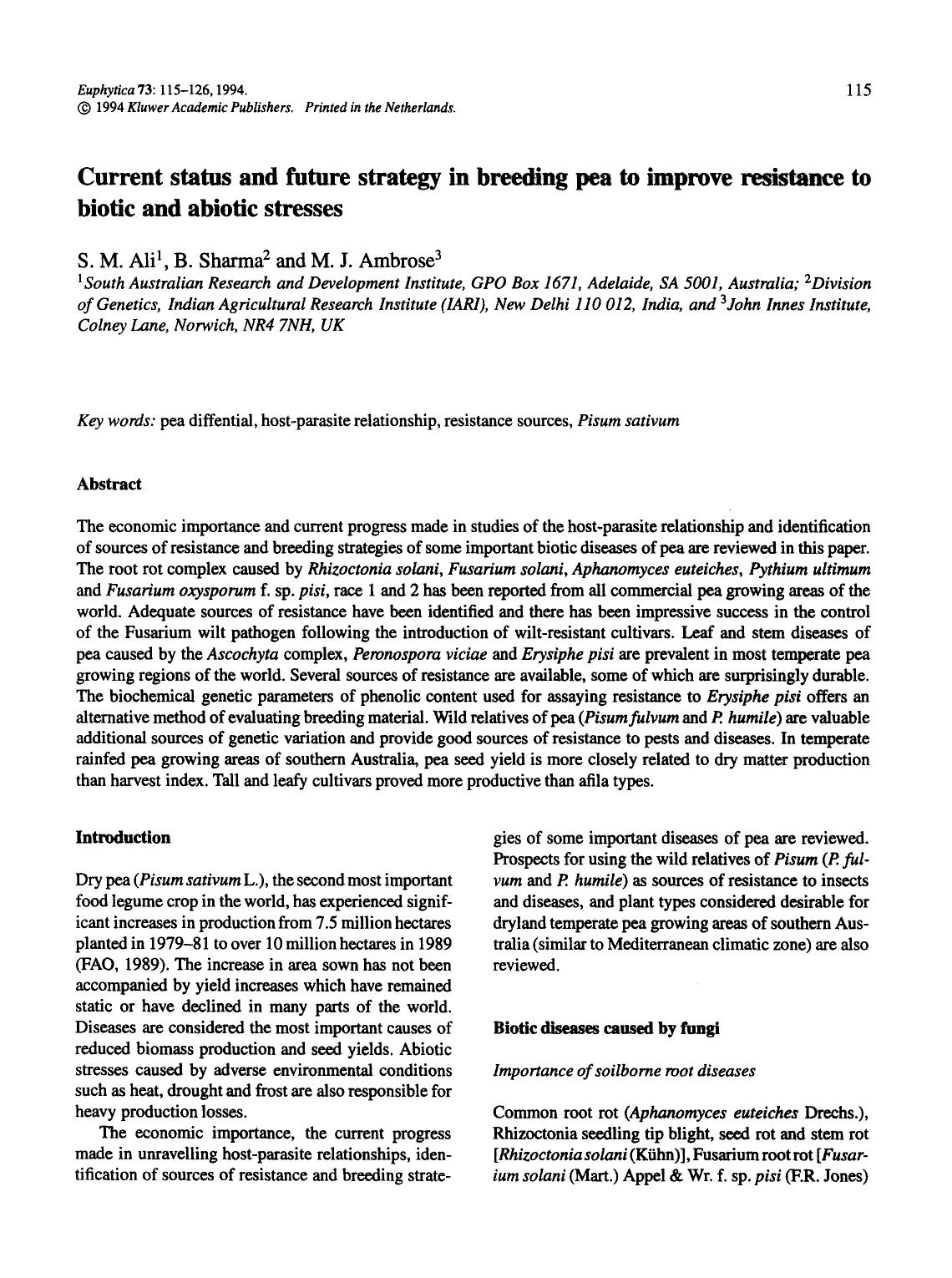Current status and future strategy in breeding pea to improve resistance to biotic and abiotic stresses by Unknown