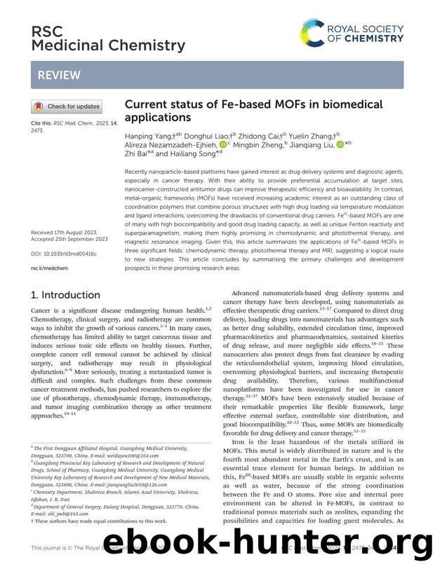 Current status of Fe-based MOFs in biomedical applications by unknow