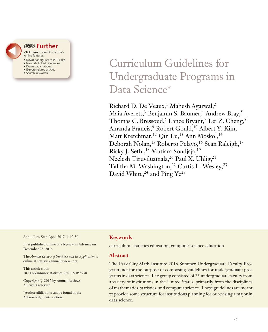 Curriculum Guidelines for Undergraduate Programs in Data Science by unknow