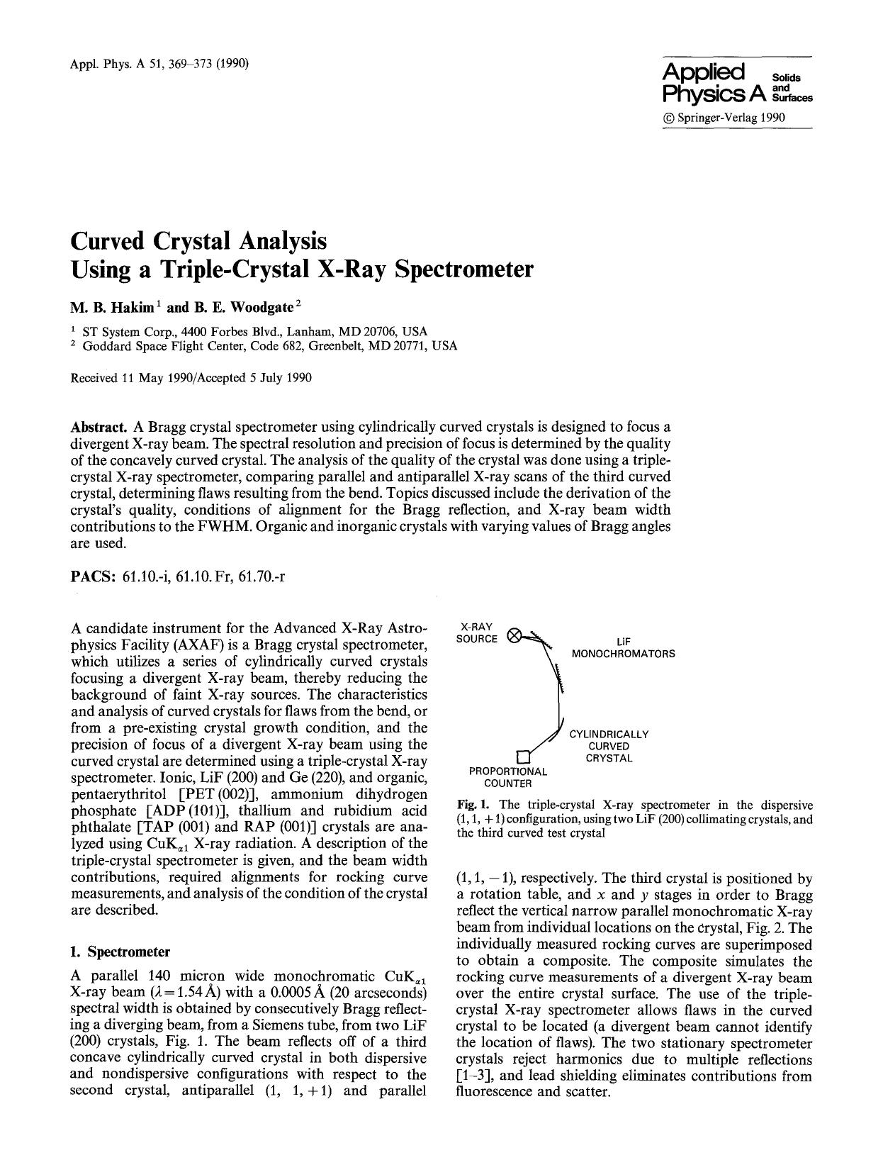 Curved crystal analysis using a triple-crystal X-ray spectrometer by Unknown