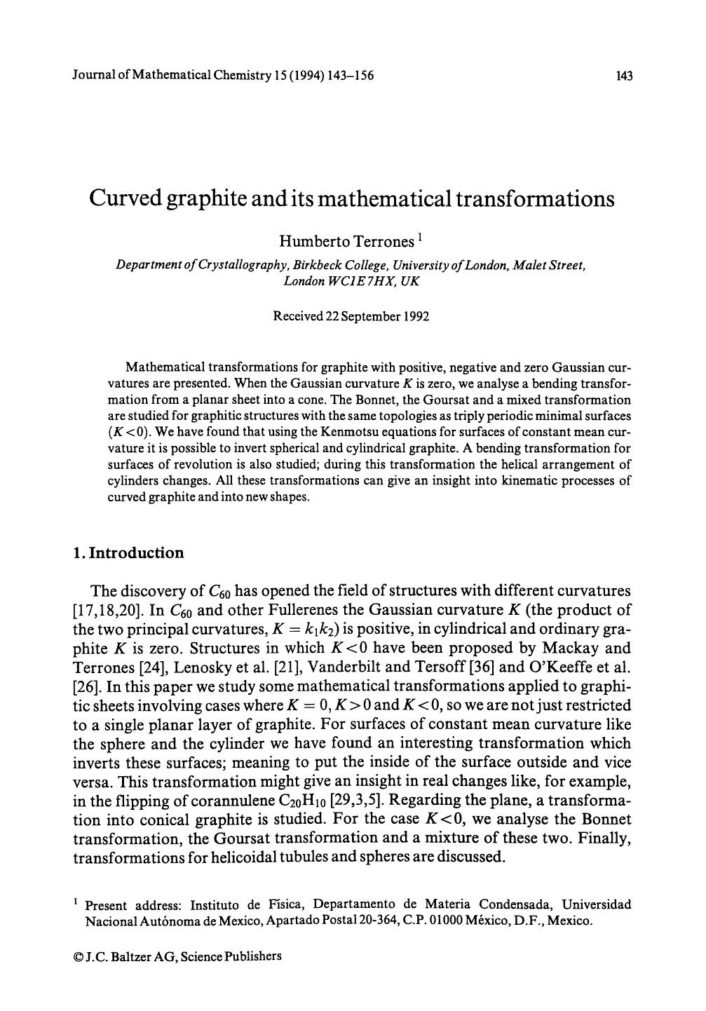 Curved graphite and its mathematical transformations by Unknown