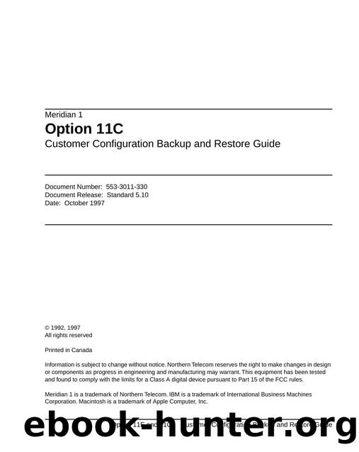 Customer Configuration Backup and Restore Guide by Unknown