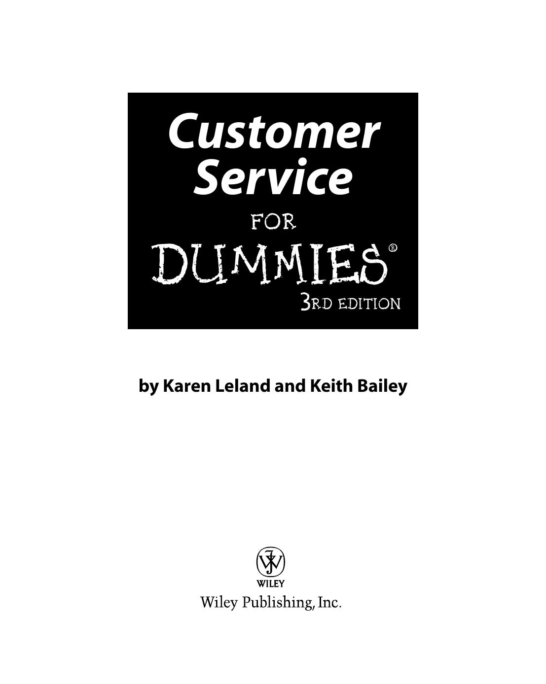 Customer Service for DUMmIES 3rd by Unknown